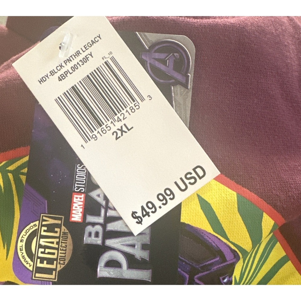Marvel Black Panther Legacy Hoodie, Maroon, 2XL, New - Picture 4 of 8